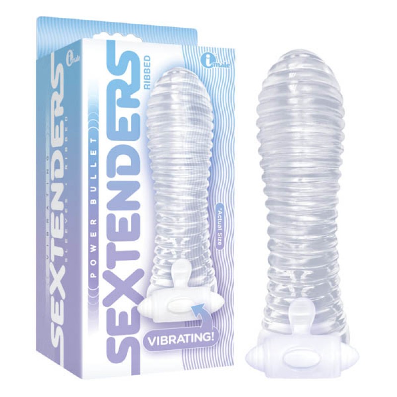 The 9's Vibrating Sextenders, Ribbed - Clear